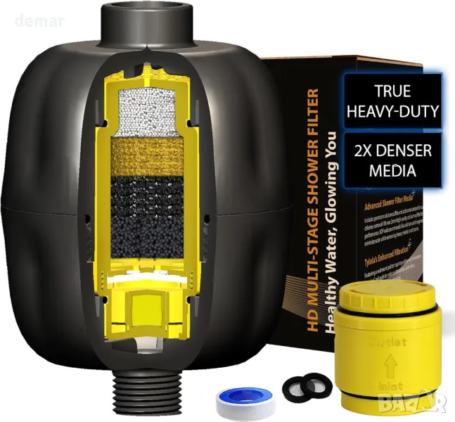 Tylola душ филтър за твърда вода и котлен камък - намалява хлора, химикалите и миризмите, снимка 1