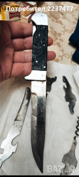 стар туристически нож Петко Денев 5 приставки , снимка 1