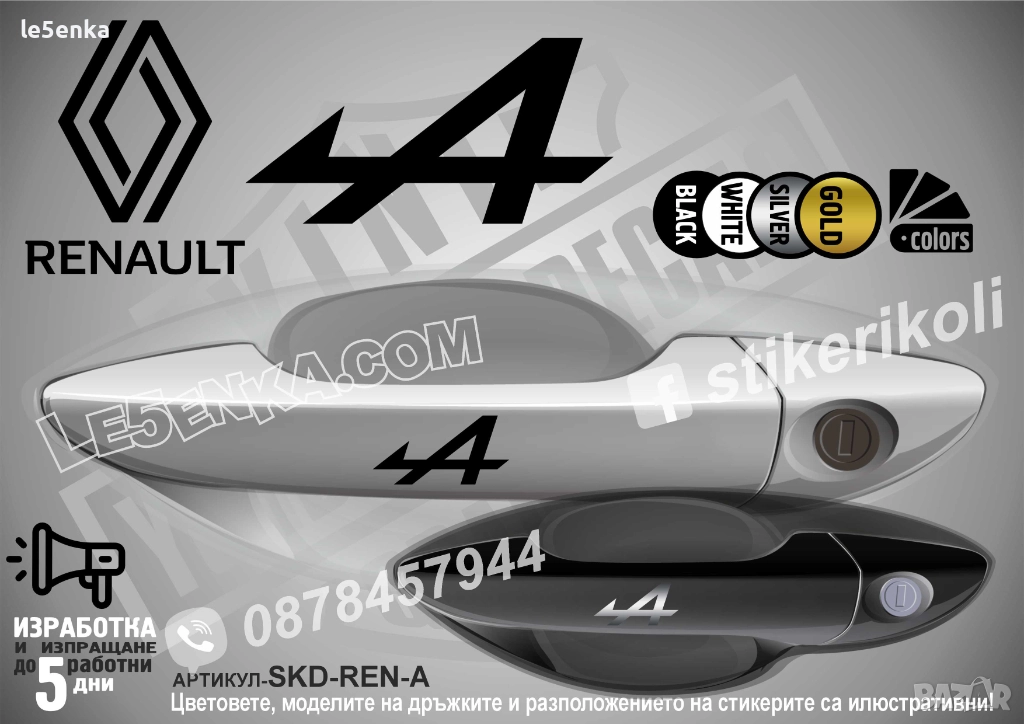 Renault Alpine Logo стикери дръжки SKD-REN-A, снимка 1