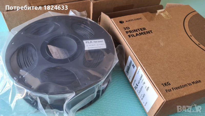 Оригинален ANYCUBIC PLA филамент черен 1кг, 5кг, 10кг, снимка 1