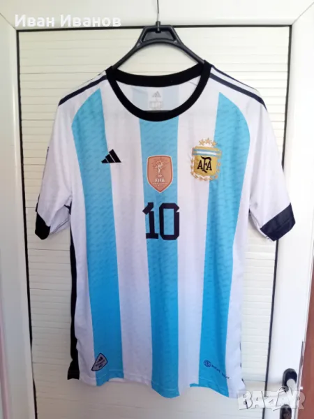 Чисто нова оригинална фланелка на Аржентина - Световни шампиони - Меси, снимка 1