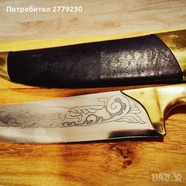 Ловен много масивен нож с изписана лисица Нов!, снимка 1