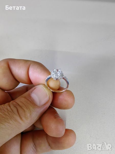 Годежен пръстен, сребърен пръстен пръстен скамъни Сваровски, пръстен Сваровски, снимка 1