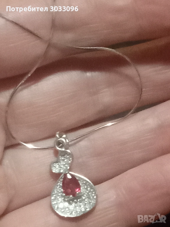 Сребърно колие с обеци, снимка 1
