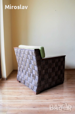 Ратанов фотьойл с масивна конструкция – внос от Индонезия, снимка 4 - Столове - 53724546