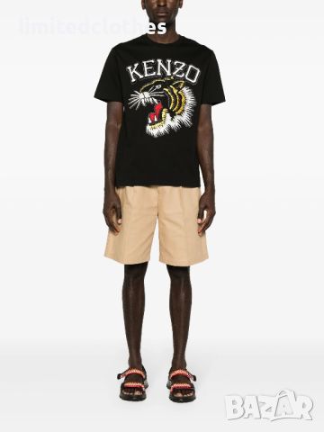 KENZO Black Varsity Embroidered Tiger Logo Мъжка Тениска size M (L), снимка 4 - Тениски - 46653536