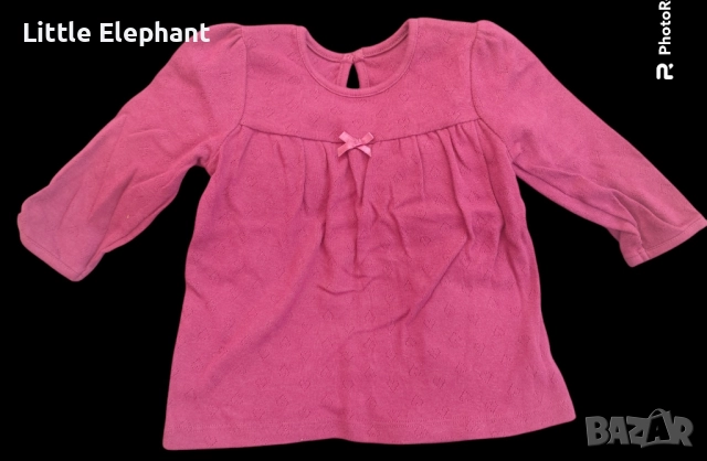 Блузка с дълъг ръкав бордо на дупчести сърца за 6-9 мес момиченце,колекция"Hearts",Англия/нова