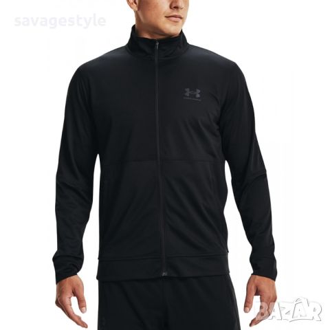 Мъжко горнище UNDER ARMOUR Pique Track Jacket All Black, снимка 1 - Спортни дрехи, екипи - 46668037