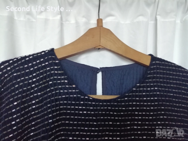 Нова дамска елегантна ASOS DESIGN midi рокля от тъмносиньо кадифе, р-р L, снимка 10 - Рокли - 52923698