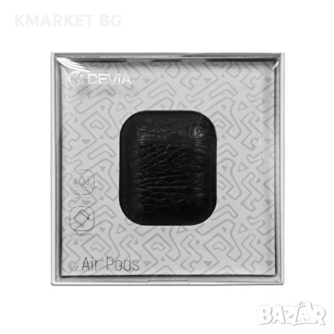 Калъф екокожа за Airpods 1/2 слушалки Devia Lux, Черен, снимка 3 - Калъфи, кейсове - 46321215