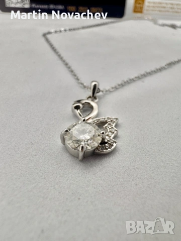 Сребърно колие с мойсанит (Диамант) 1 карат, снимка 7 - Колиета, медальони, синджири - 53861869