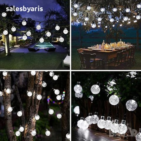 Соларни градински светлини: 50 LED, 8 режима, водоустойчиви, за декорация., снимка 2 - Декорация за дома - 45321793