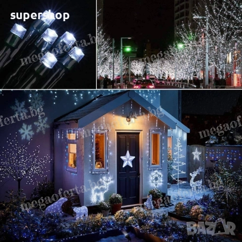 Коледни лампички 50м. с 250 Led диода в студена бяла светлина, снимка 7 - Други - 52566446