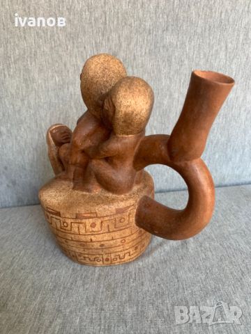Moche Peruvian Huaco еротична керамика, снимка 4 - Статуетки - 46436994