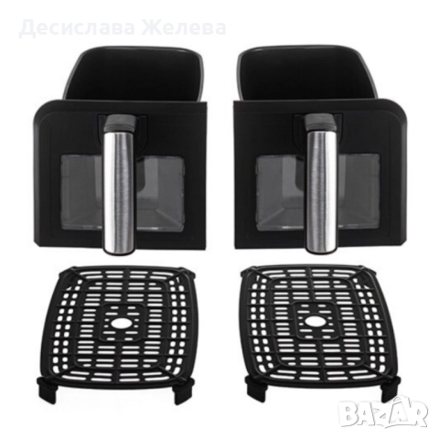Двоен фритюрник Air Fryer, работещ  без олио, 8L, цифров дисплей, снимка 3 - Фритюрници - 52250967