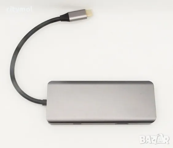 9 в 1 USB C хъб, алуминиев, 3xUSB , HDMI 4K, 1080P VGA, SD,TF, PD, Audio , снимка 4 - Други - 46981437