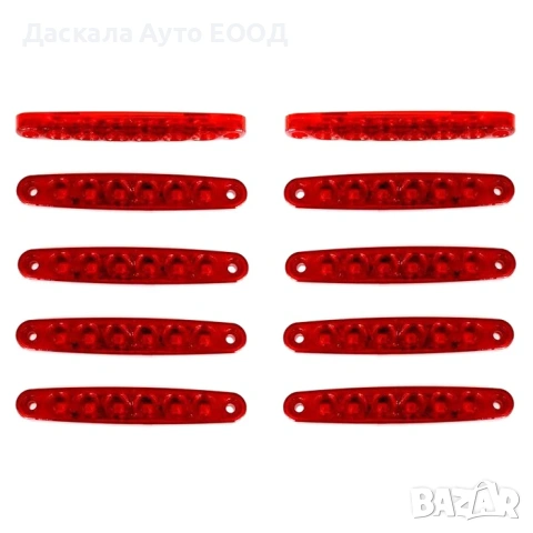1бр. Лед LED габарит за камион с 6 SMD диода , ЧЕРВЕНИ , 12-24V 