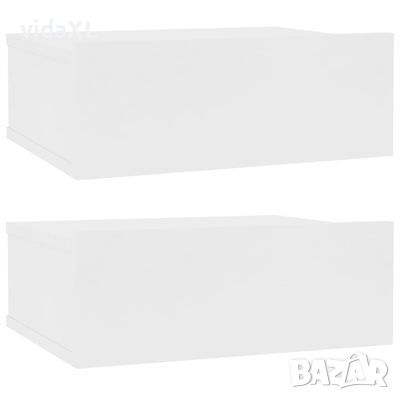 vidaXL Нощни шкафчета за стена, 2 бр, бели, 40x30x15 см, ПДЧ(SKU:800307, снимка 1 - Шкафове - 45926033