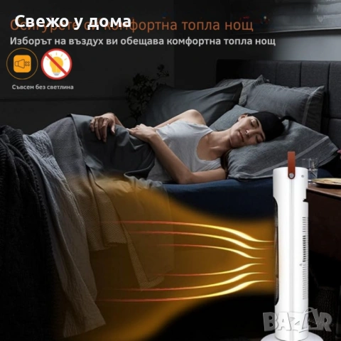 Вентилаторна печка 2-в-1 с керамичен нагревател, осцилация 60°, дистанционно и LED дисплей – 1500W, , снимка 13 - Отоплителни печки - 53558378