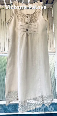 Красива ленена рокля свободна кройка 100% лен, снимка 2 - Рокли - 50378413