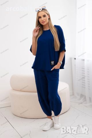 Дамски памучен комплект блуза + панталон, 13цвята , снимка 12 - Комплекти - 46468554