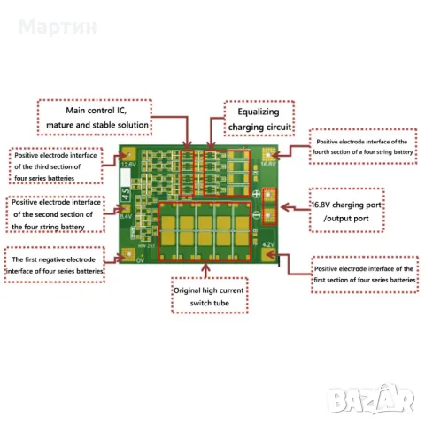 BMS БМС 3S 12.6V 60A за 18650 литиево-йонна батерия, снимка 2 - Друга електроника - 46905508