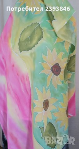Дамски ръчно рисуван шал , снимка 2 - Шалове - 45840210