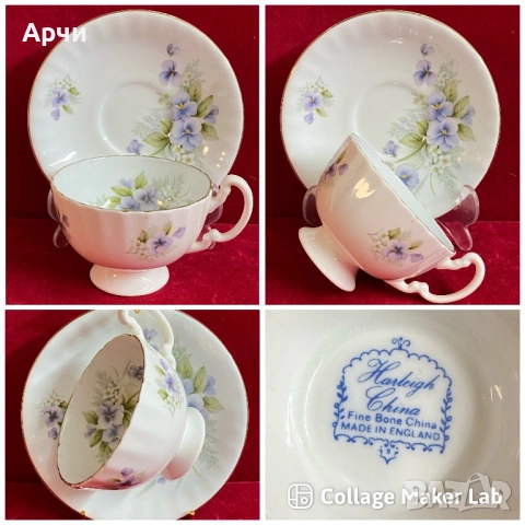 Английски порцеланови двойни сета за кафе, снимка 5 - Чаши - 53923893