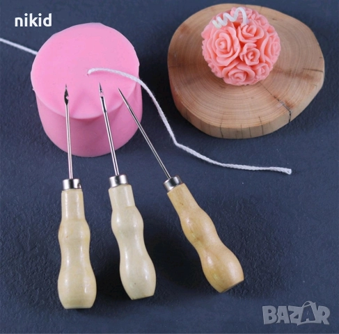 шило острие инструмент игла за пробиване измушване на фитил фитили за свещ свещи силиконо молд колан