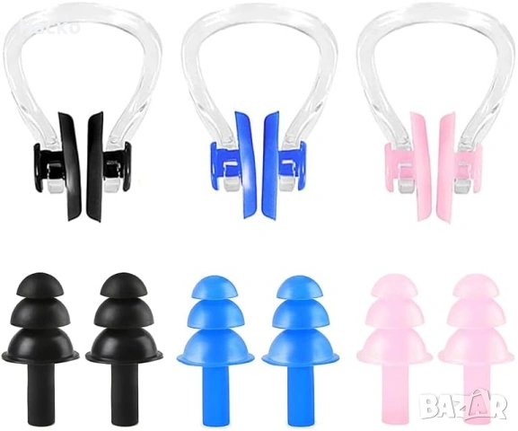 Комплект щипка за нос и тапи за уши за плуване