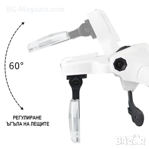 Акумулаторна лупа за глава с различни увеличения и LED осветление за четене шиене бродиране гоблени, снимка 10 - Други инструменти - 54027220