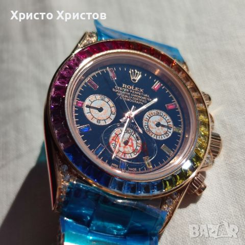 Мъжки луксозен часовник Rolex Daytona Rainbow Everose Gold 116595RBOW, снимка 5 - Мъжки - 46216543