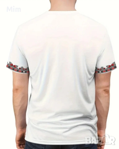 L Бяла тениска с щампа с български мотиви , снимка 2 - Тениски - 53939023