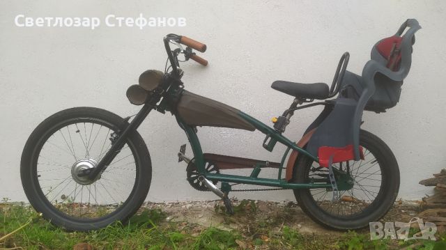Електрически чопър велосипед 36/48v, 12Ah с газ и детска седалка