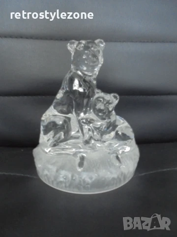 № 8150 Стъклена фигура   - стъклена декоративна фигура, изобразяваща лъв с малкото си лъвче , снимка 5 - Други ценни предмети - 51032509