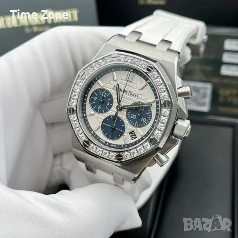 Audemars Piguet Royal Oak Offshore Chronograph 37mm White-Blue Diamond Дамски Различни Варианти, снимка 3 - Дамски - 48182710