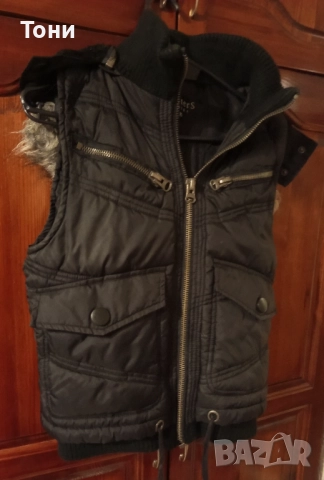 SISTER'S POINT Оригинал Нова Дамска Зимна Грейка с Качулка с Пух XS 