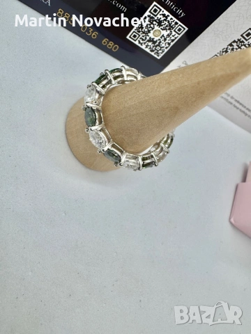 Сребърен пръстен с мойсанит (Диамант) 7.5 карата, снимка 4 - Пръстени - 54091856