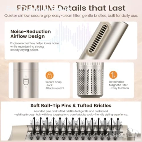 Нов сешоар 5 в 1 въздушен стайлер 110000RPM коса къдрици обем йони 500M, снимка 7 - Други - 53566063