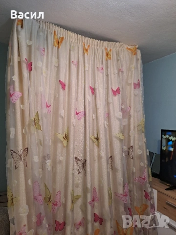 Плътна завеса с тънка декорация 3.45 на 2.47 см, снимка 3 - Пердета и завеси - 53611237