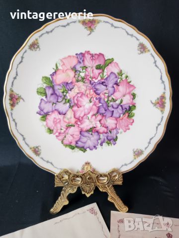 Колекционерска чиния Royal Albert, Sweet Peas, снимка 2 - Колекции - 46524058