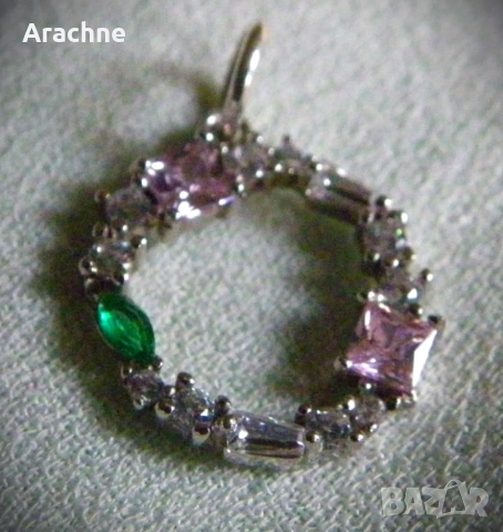 Сребърен медальон с турмалини и cz