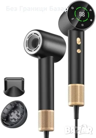 Нов Мощен Сешоар с Дифузер 110000RPM, 200М Йони, LCD, 1600W, 3 скорости