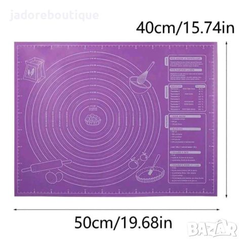 Голяма разграфена силиконова незалепваща подложка за месене и печене, снимка 1 - Други - 45994370