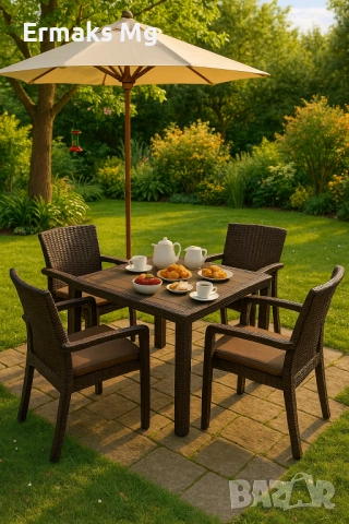 Градински комплект маса 1 бр. и 4 бр. столове Violet Trendlux Antrasit, Brown, White, Cappuccino, снимка 3 - Градински мебели, декорация  - 53784344
