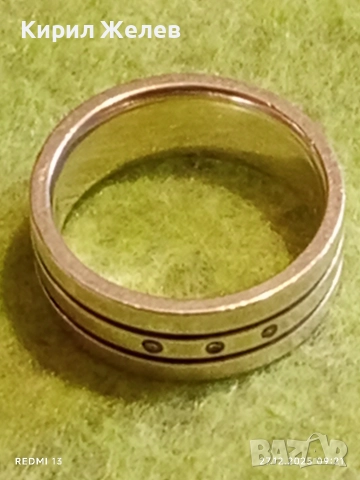 Сребърен пръстен тип халка с инкрустирани кристали Авторско Арт бижу 50123, снимка 10 - Пръстени - 52909442