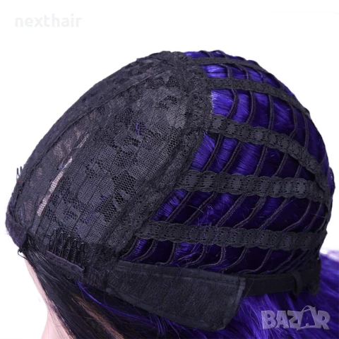 Три цветна перука черно лилаво розова, снимка 8 - Аксесоари за коса - 50649870