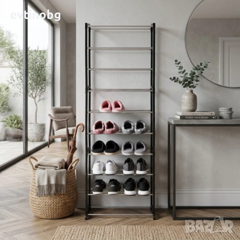 Метален органайзер за обувки XXL, 10 нива, за 30 чифта, снимка 2 - Други - 53808530