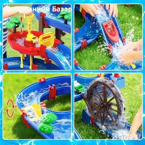 Нова играчка Детски воден комплект с 2 нива помпа лодки и водно колело, снимка 8 - Други - 54093111