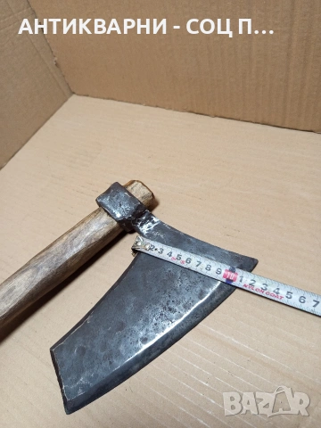 Соц Стара Ръчно Кована Дърводелска Брадва Кривица. Номер 605., снимка 13 - Антикварни и старинни предмети - 53224738